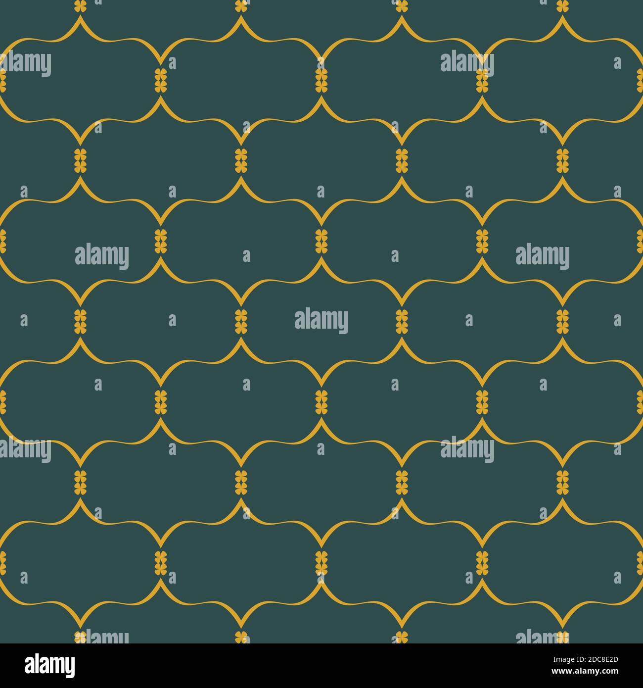 Goldenes Gitter auf grünem Hintergrund. Vektor nahtloses Muster. Abstrakter Hintergrund. Stock Vektor