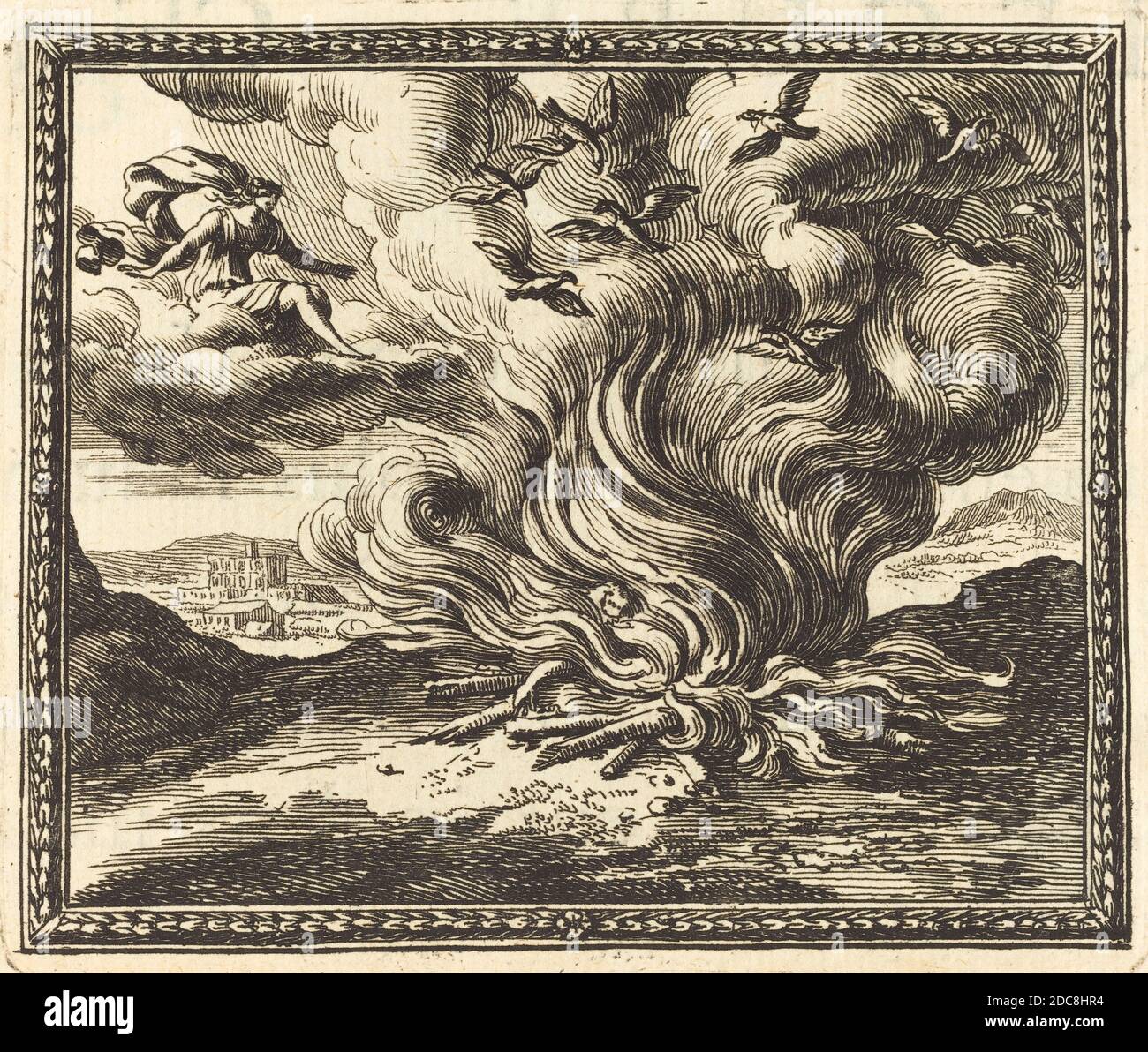 Jean Lepautre, (Künstler), französisch, 1618 - 1682, Funeral pyre of Memnon, Benserade's 'Metamorphosen d'Ovide': S.390, (Serie), veröffentlicht 1676, Radierung und Gravur auf Büttenpapier, Platte: 7.5 x 8.9 cm (2 15/16 x 3 1/2 in.), Anonymous Gift Stockfoto