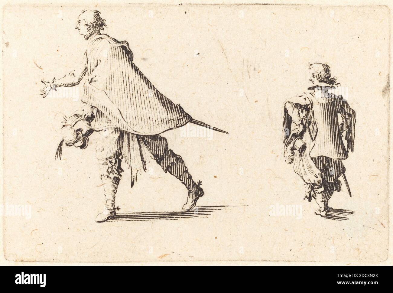 Jacques Callot, (Künstler), Französisch, 1592 - 1635, Gentleman und seine Seite, Capricci (Nancy-Serie), (Serie), c. 1622, Ätzen Stockfoto