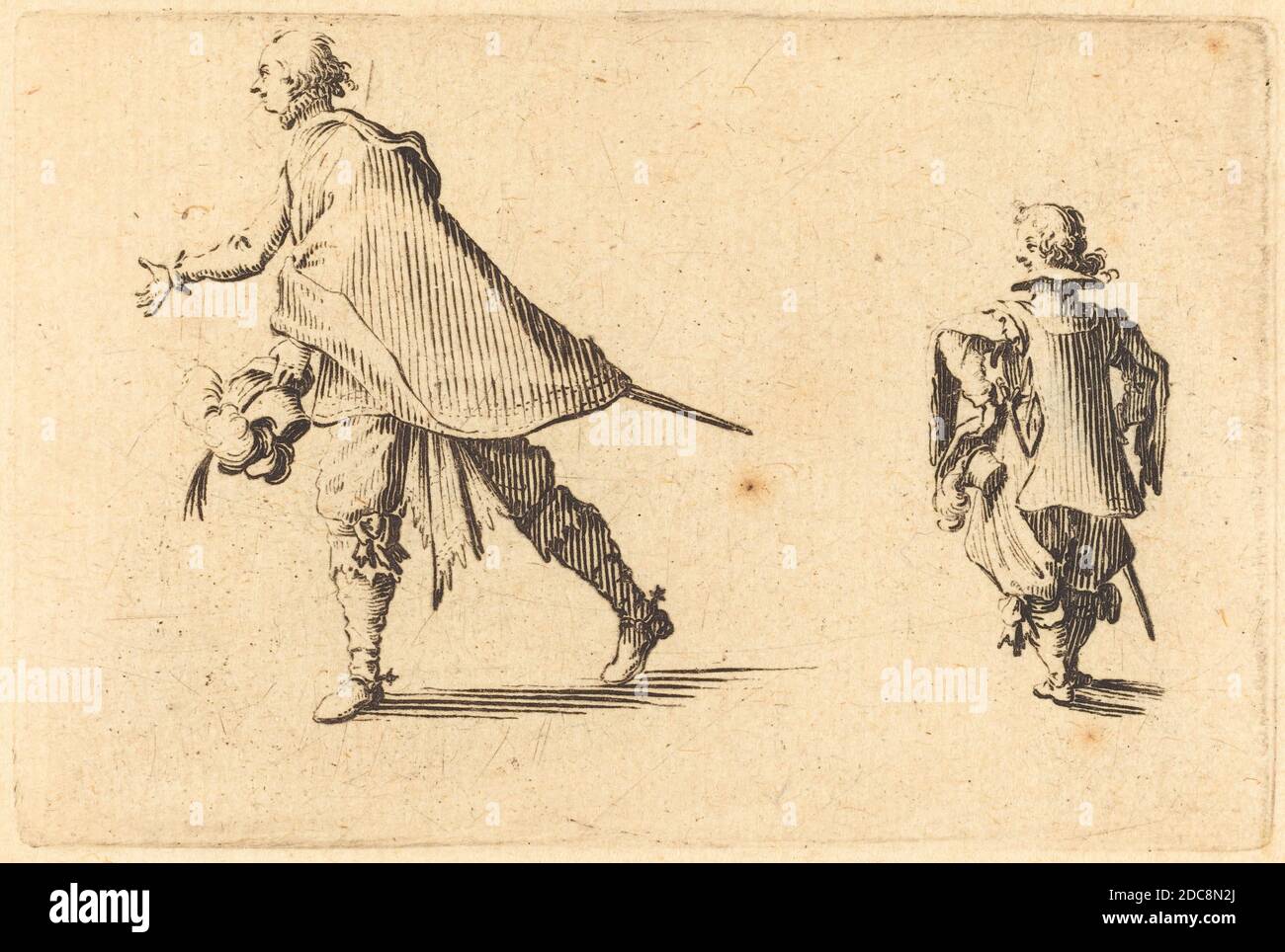 Jacques Callot, (Künstler), Französisch, 1592 - 1635, Gentleman und seine Seite, Capricci (Nancy-Serie), (Serie), c. 1622, Ätzen Stockfoto