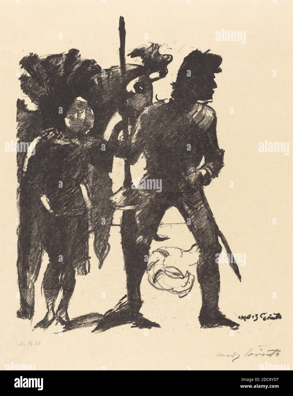 Lovis Corinth, (Künstler), deutsch, 1858 - 1925, Götz von Berlichingen, das Leben des Götz von Berlichingen von ihm selbst erzählt, (Serie), 1920, Lithographie in schwarz, Bild: 28.4 x 23.6 cm (11 3/16 x 9 5/16 in.), Blatt: 40.5 x 34 cm (15 15/16 x 13 3/8 Zoll Stockfoto