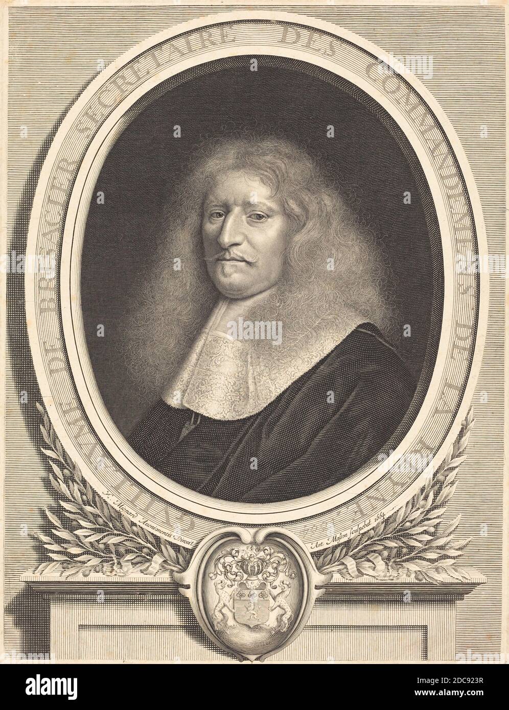 Antoine Masson, (Künstler), französisch, 1636 - 1700, Nicolas Mignard, (Künstler danach), französisch, 1606 - 1668, Guillaume de Brisacier, 1664, Radierung und Gravur Stockfoto