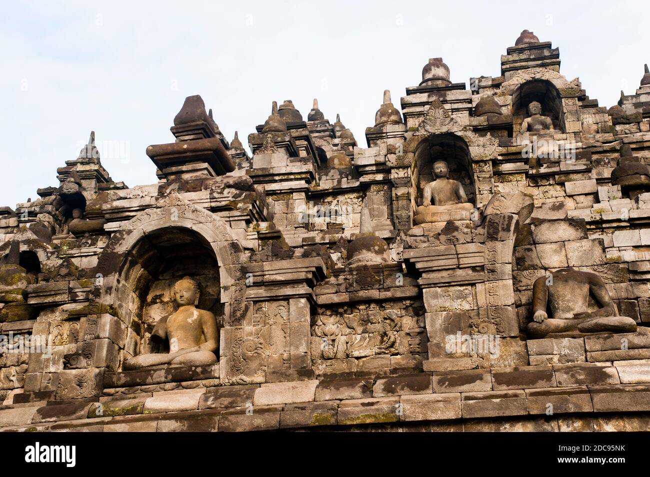 Stein Buddhas am Borobudur Tempel, Yogyakarta, Java, Indonesien, Asien Stockfoto