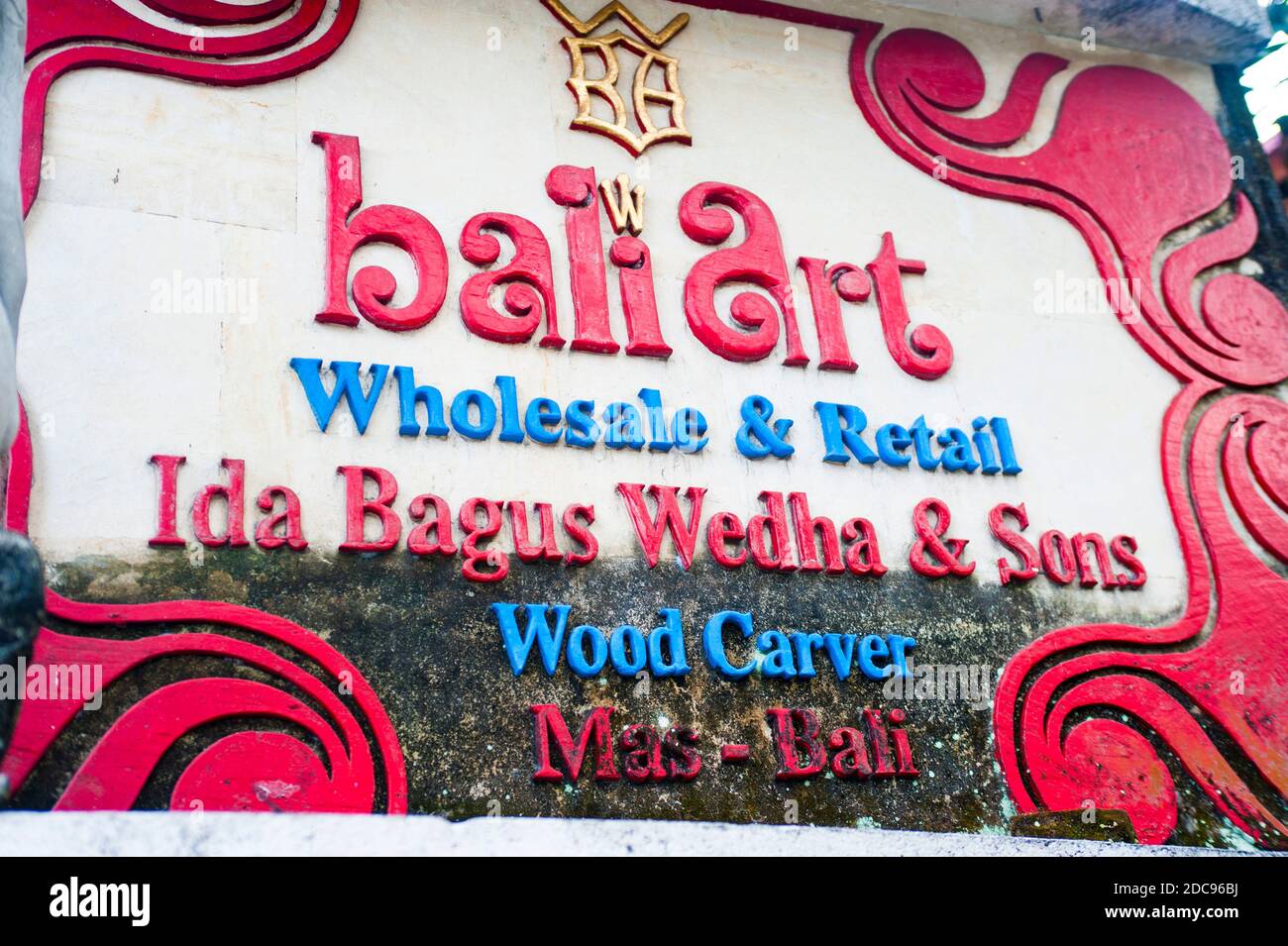 Bali Art Sign in Mas, Ubud, Asien Stockfoto