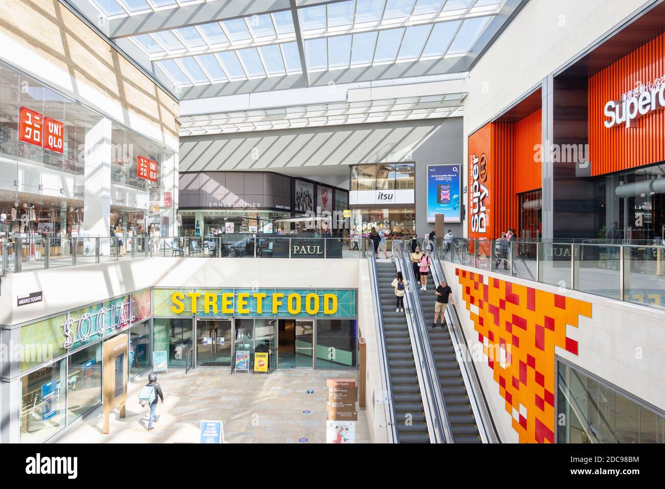 Einkaufsebenen, Westgate Shopping Centre, Oxford, Oxfordshire, England, Großbritannien Stockfoto