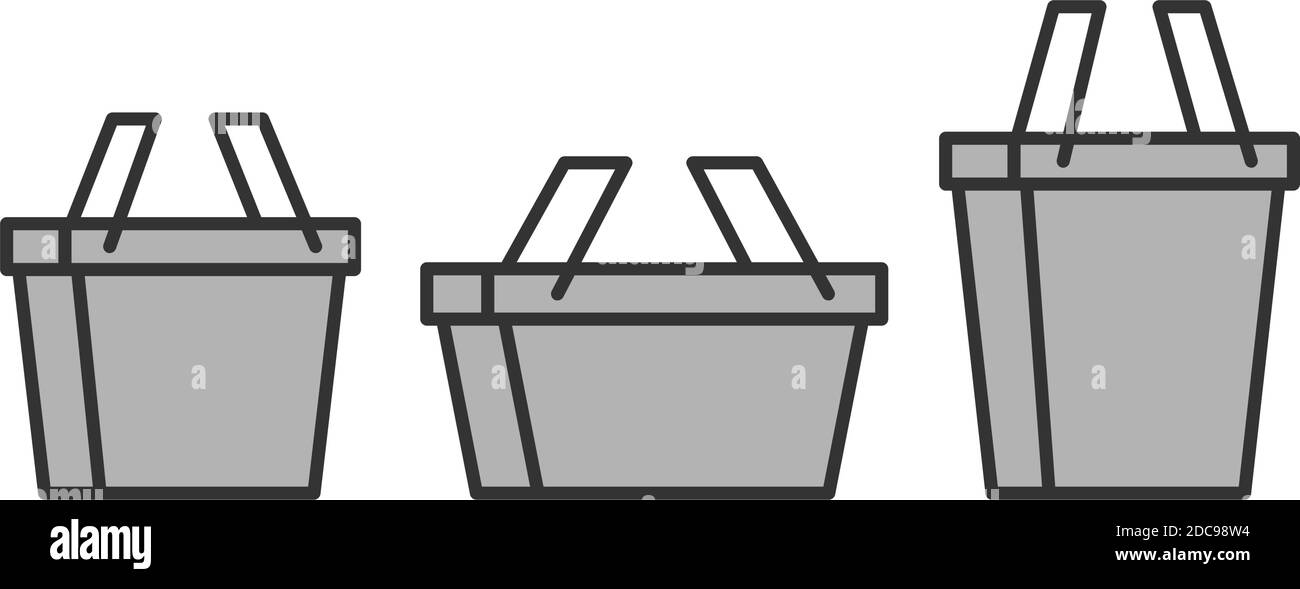 Einkaufskorb oder Lebensmittelkarton Symbol oder Symbol für Nudel Box oder Picknickkorb Stock Vektor
