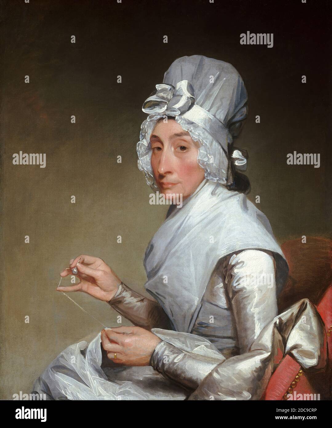 Gilbert Stuart, (Maler), Amerikaner, 1755 - 1828, Catherine Brass Yates (Mrs Richard Yates), 1793/1794, Öl auf Leinwand, insgesamt: 76.2 x 63.5 cm (30 x 25 Zoll), gerahmt: 99.1 x 85.7 cm (39 x 33 3/4 Zoll), Gilbert Stuart erlangte sowohl in England als auch in Amerika Berühmtheit als Porträtmaler. Als er 1793 von England nach Amerika zurückkehrte, befand er sich in einer ihm fremden Heimat. Politisch gab es jetzt eine Vereinigte Staaten anstelle von dreizehn getrennten Kolonien. Künstlerisch war der modische Stil, den er für britische und irische Sitter angenommen hatte, für Yankee-Händler höchst unangemessen Stockfoto