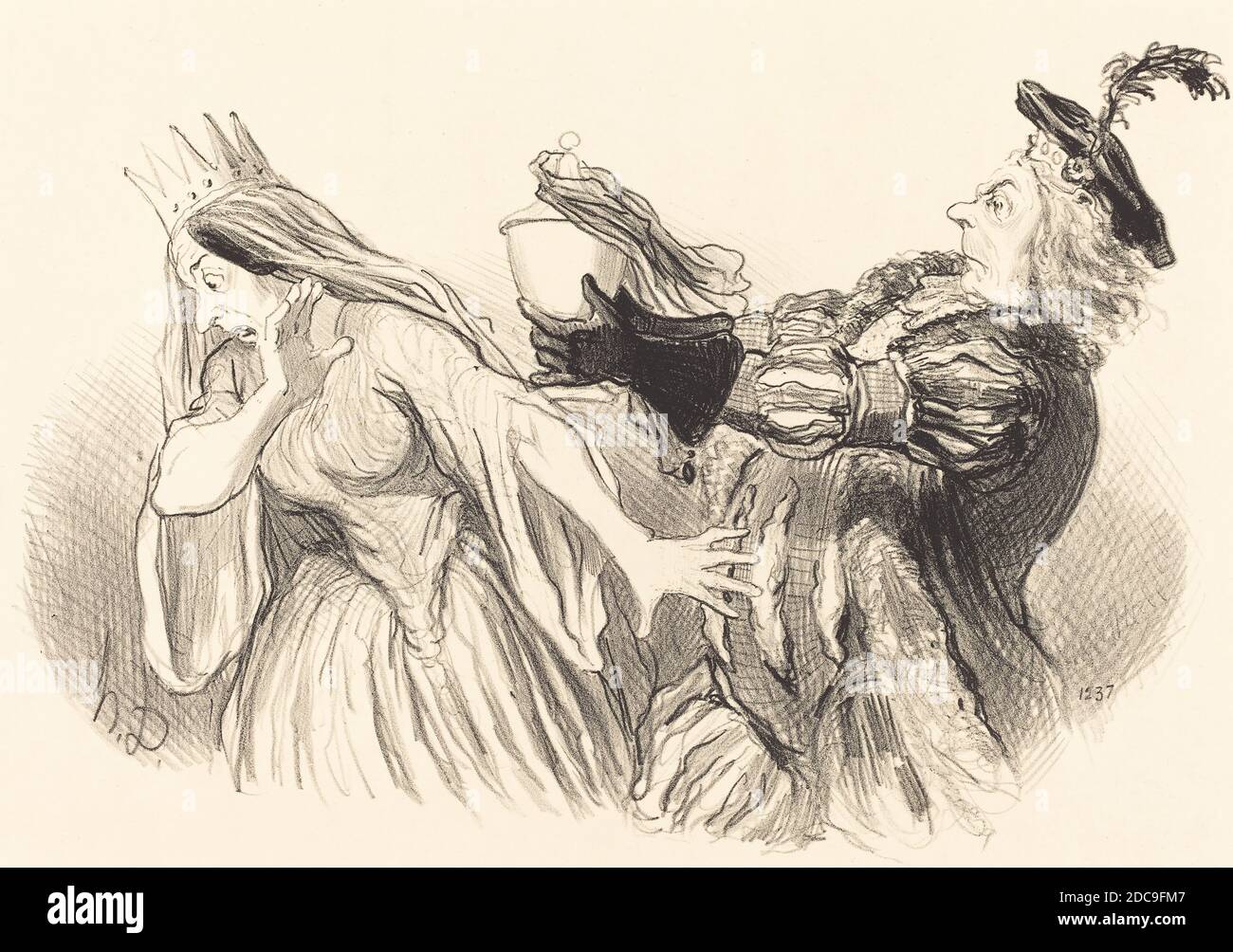 Honoré Daumier, (Künstler), Französisch, 1808 - 1879, Hamlet, Physionomies tragiques: pl.4, (Serie), 1851, Lithographie Stockfoto
