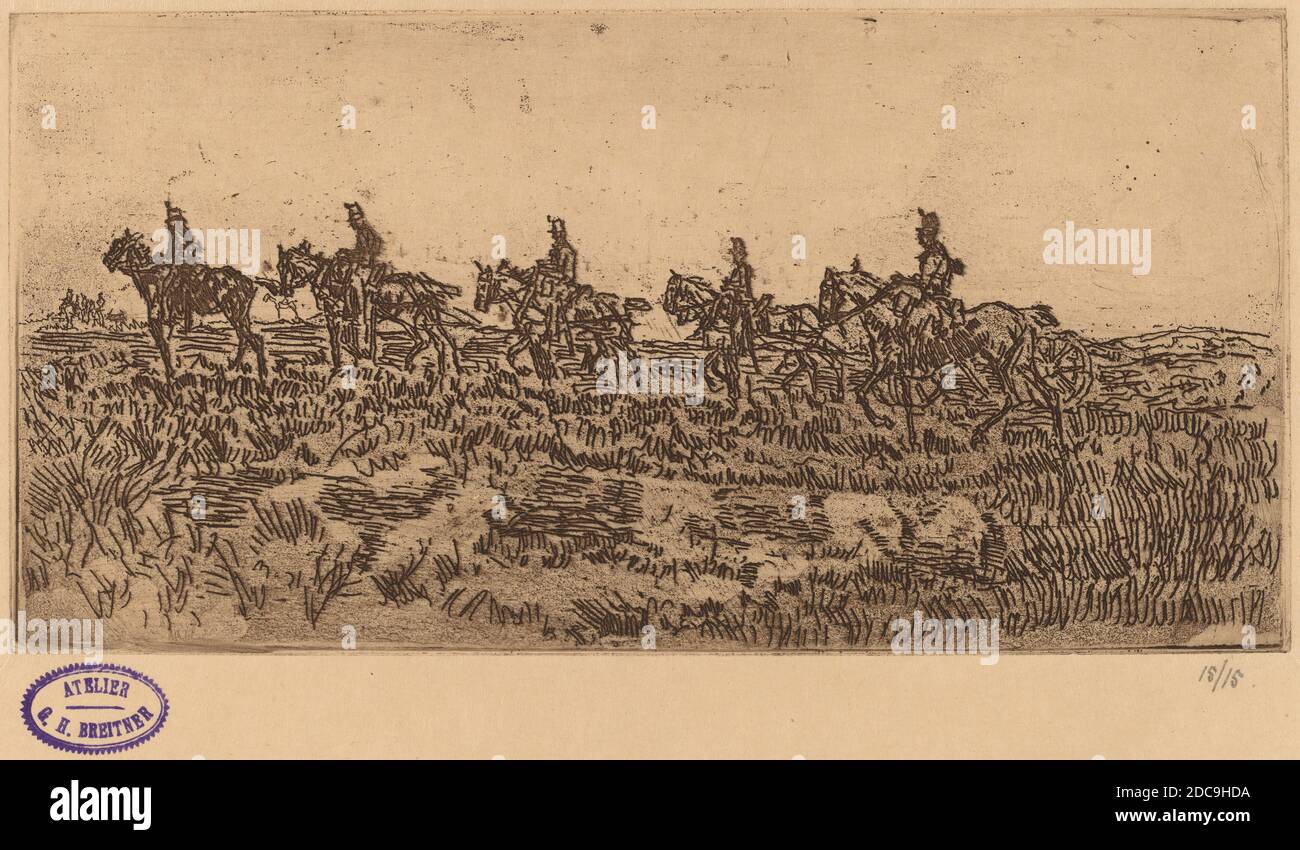 George Hendrik Breitner, (Künstler), Niederländisch, 1857 - 1923, Hussars Riding Single File, Radierung Stockfoto