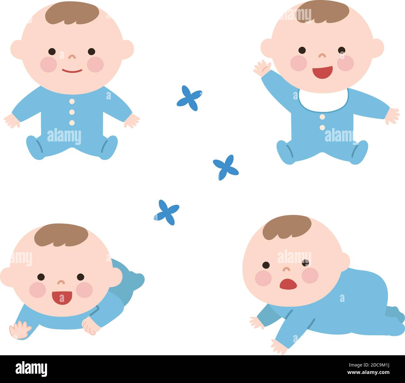 Gesunde Jungen tragen blaue Babykleidung. Vektorgrafik isoliert auf weißem  Hintergrund Stock-Vektorgrafik - Alamy
