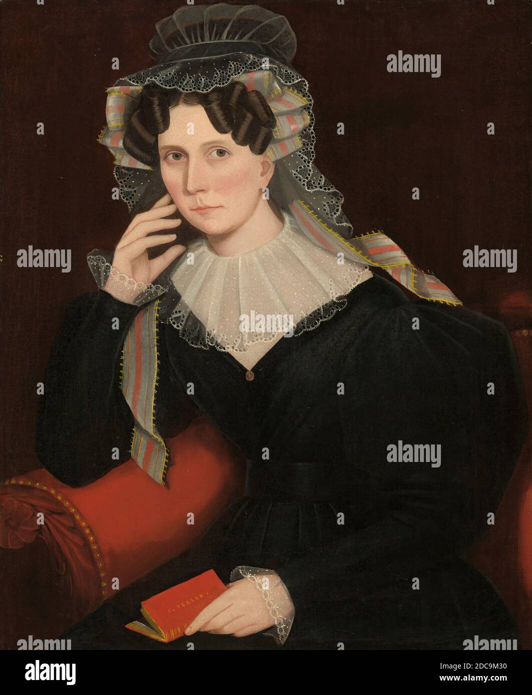 Ammi Phillips, (Künstler), Amerikaner, 1788 - 1865, Jane Storm Teller, c. 1835, Öl auf Leinwand, insgesamt: 83.7 x 68.5 cm (32 15/16 x 26 15/16 Zoll), gerahmt: 93.3 x 78.1 x 7.6 cm (36 3/4 x 30 3/4 x 3 Zoll Stockfoto