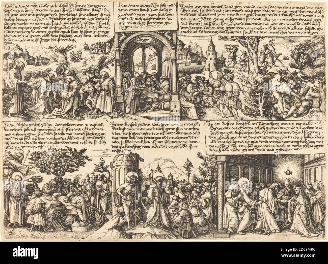 Daniel Hopfer, (Künstler), Deutsch, c. 1470 - 1536, Jesus Christus, die Mission an die Apostel und andere neutestamentliche Szenen, Radierung (Eisen Stockfoto