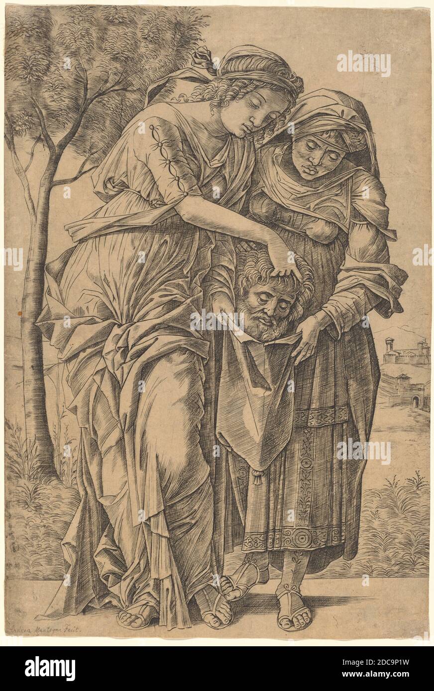 Girolamo Mocetto, (Künstler), Italienisch, c. 1458 - c. 1531, Andrea Mantegna, (Künstler nach), Paduan, c. 1431 - 1506, Judith mit dem Leiter der Holofernes, c. 1500/1505, Gravur, Bogen: 30.9 x 20.9 cm (12 3/16 x 8 1/4 Zoll Stockfoto