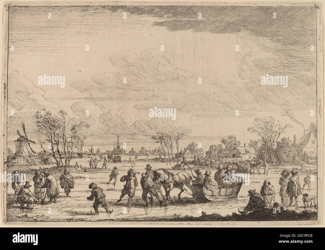 Peeter Bout, (Künstler), Flämisch, 1658 - 1719, Eisschlitten, Radierung Stockfoto