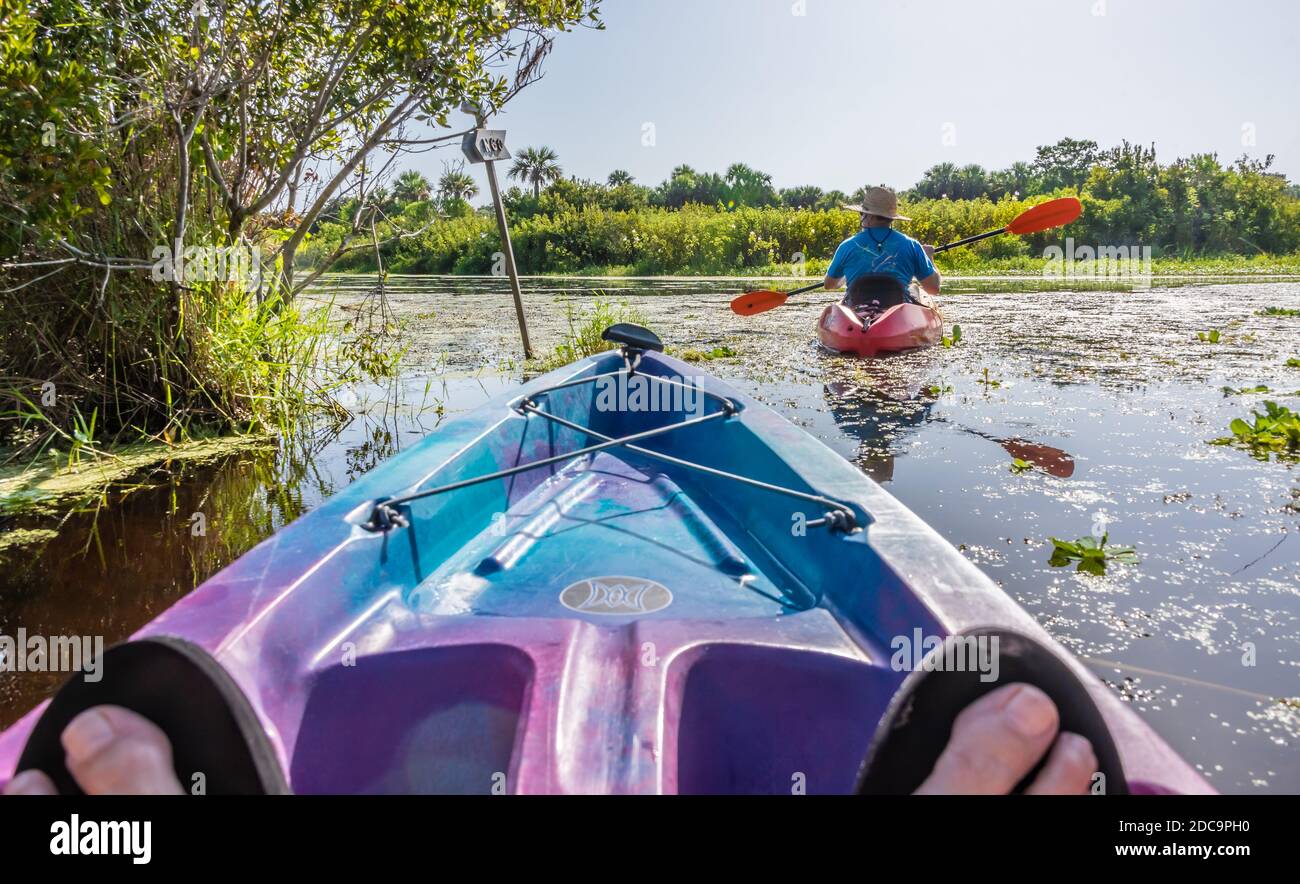 Kajak Blick auf den Guana River in Ponte Vedra Beach, Florida. (USA) Stockfoto