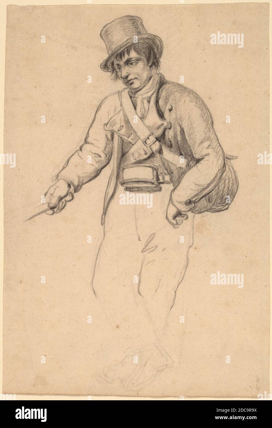 John Wesley Jarvis, (Künstler), Amerikaner, 1780 - 1840, Irish Fisherman, schwarze Kreide und Graphit auf Papier, Blatt: 28.8 × 19.6 cm (11 5/16 × 7 11/16 in Stockfoto