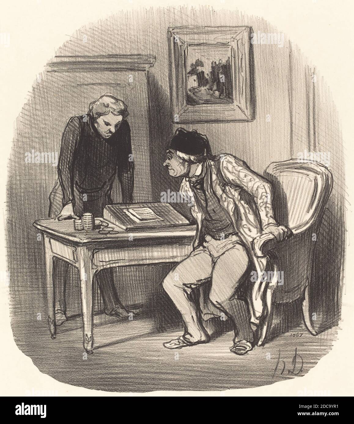 Honoré Daumier, (Künstler), Französisch, 1808 - 1879, Le Compte est-il bien Exact?..., Locataires et propriétaires: pl. 22, (Serie), 1847, Lithographie Stockfoto