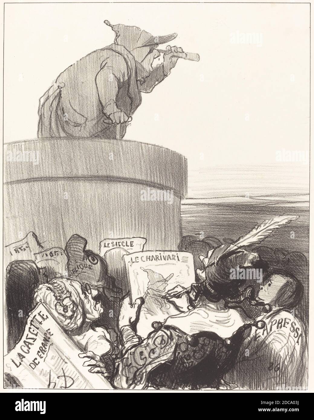 Honoré Daumier, (Künstler), französisch, 1808 - 1879, Le Constitutionnel contemplant l'Horizon politique, 1849, Lithographie Stockfoto