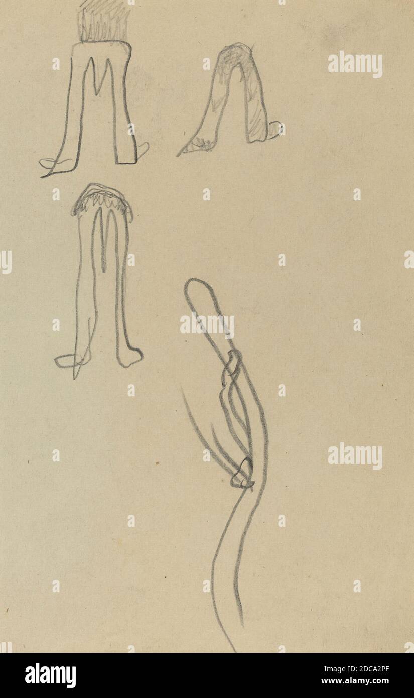 Paul Gauguin, (Künstler), französisch, 1848 - 1903, vier fantastische Formen, Bretonisches Skizzenbuch, Nr. 16, (Serie), 1884-1888, Graphit auf webtem Papier, insgesamt: 16.9 x 13.2 cm (6 5/8 x 5 3/16 Zoll Stockfoto