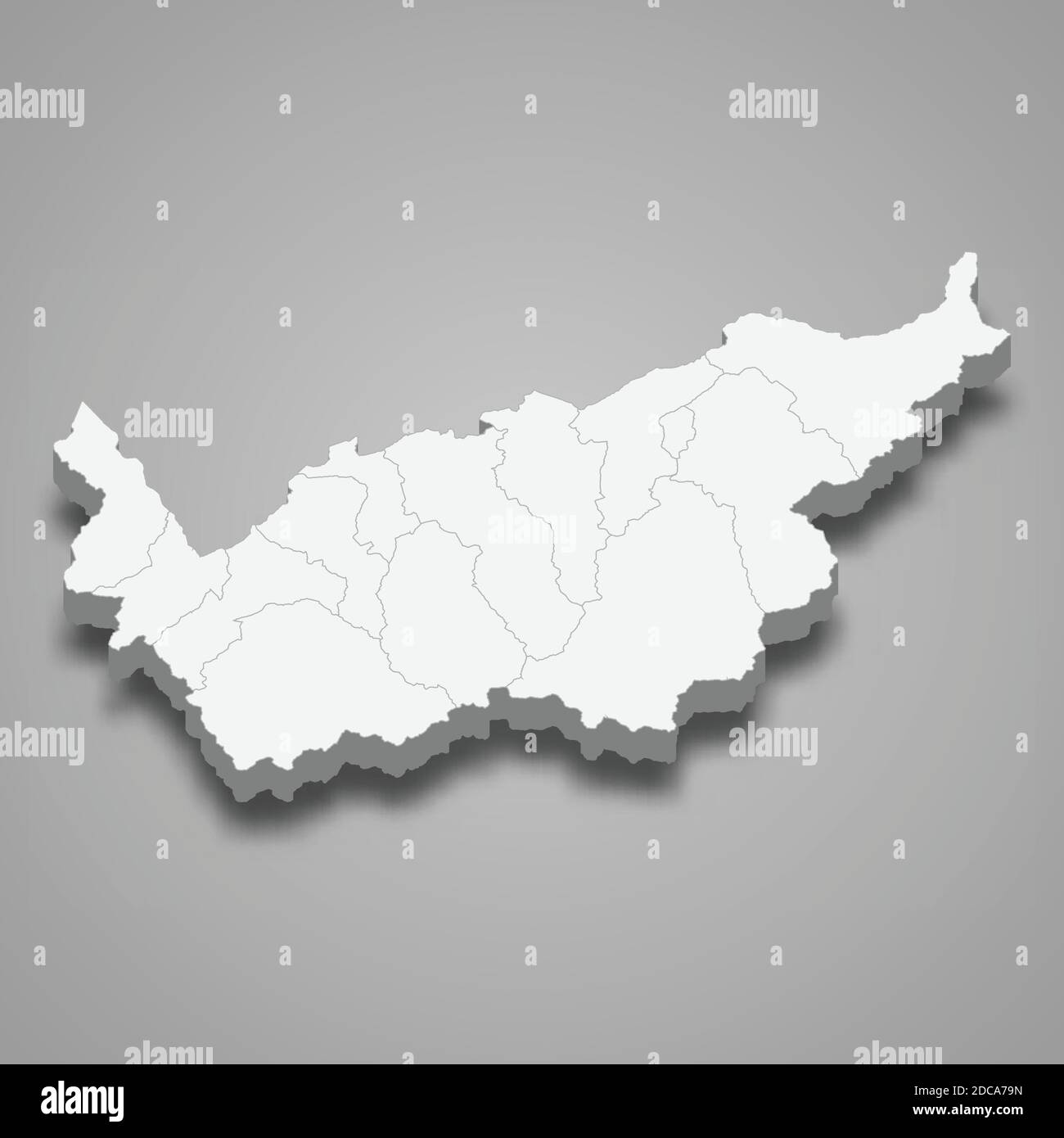isometrische 3D-Karte des Wallis ist ein Kanton der Schweiz, Vektor-Illustration Stock Vektor
