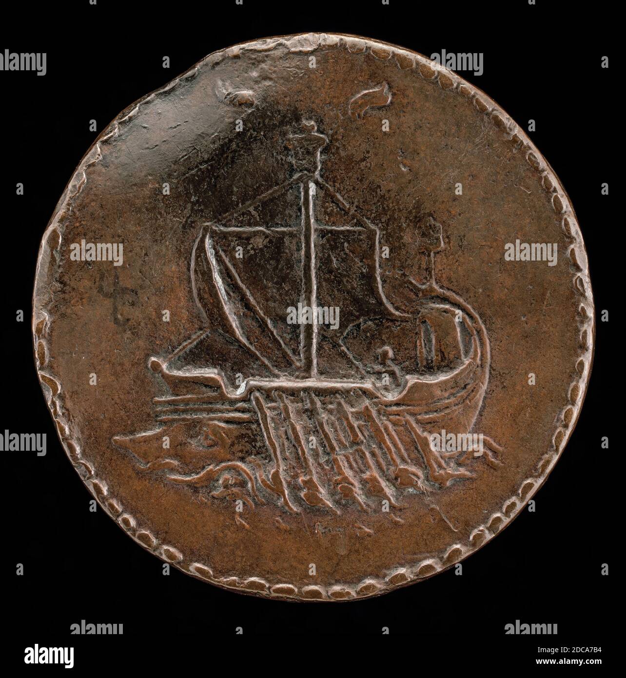 MEA, (Künstler), Mantua, aktive c. 1510 - 1520, Galey in Full Sail, c. 1510, Bronze, Gesamtdurchmesser: 3.61 cm (1 7/16 Zoll), Bruttogewicht: 17.71 g (0.039 lb.), Achse: 12:00 Stockfoto