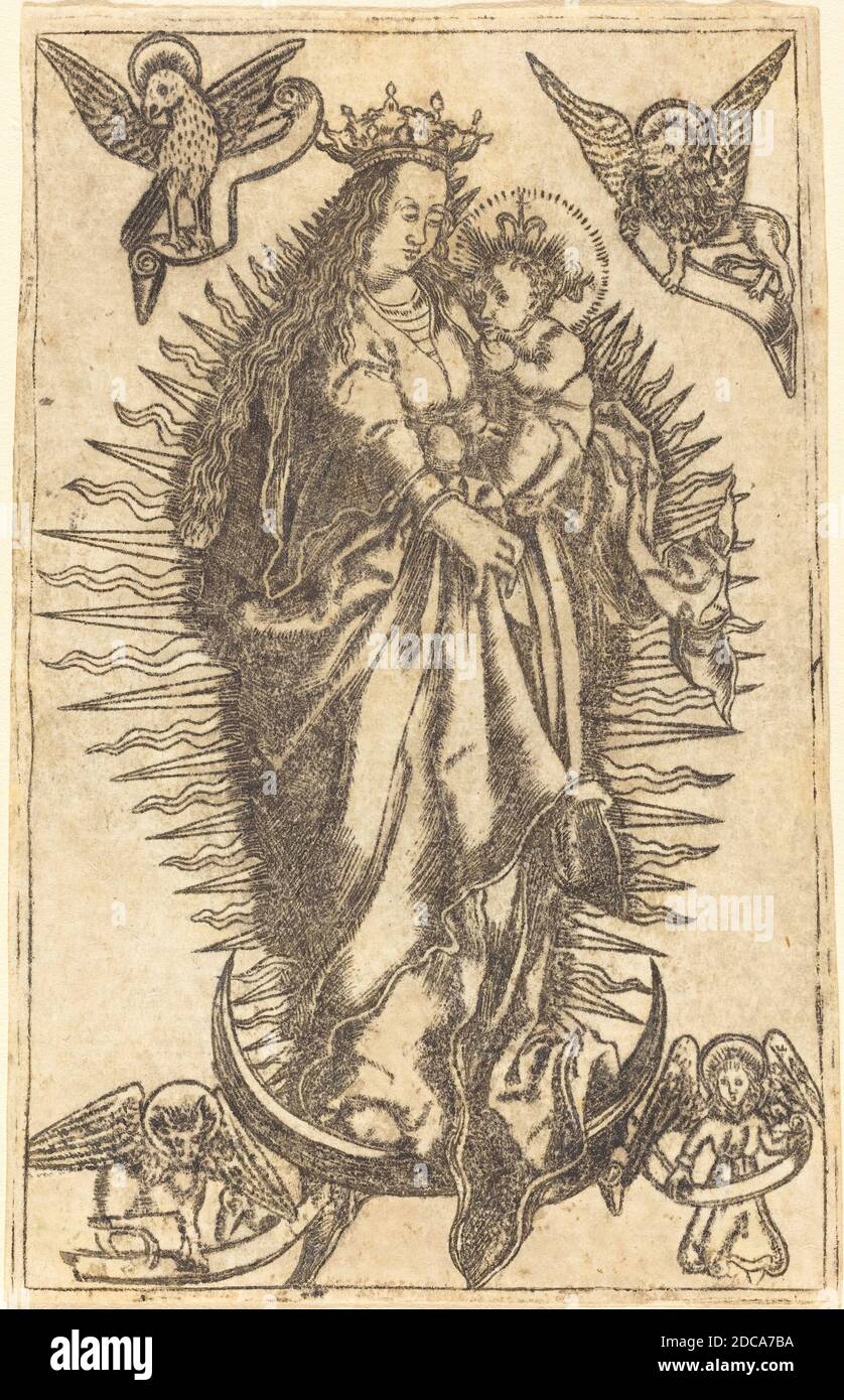 Deutsche 16. Jahrhundert, (Künstler), Madonna mit Kind, Gravur Stockfoto