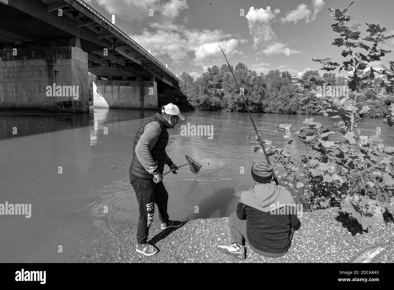 Roma fiume Tevere ponte Marconi San Paolo Stockfoto