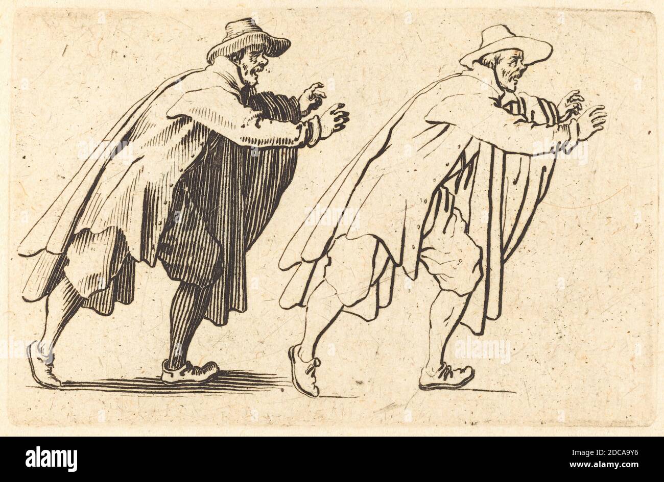 Jacques Callot, (Künstler), Französisch, 1592 - 1635, man Moving abrupt, Capricci (Nancy-Serie), (Serie), c. 1622, Ätzen Stockfoto