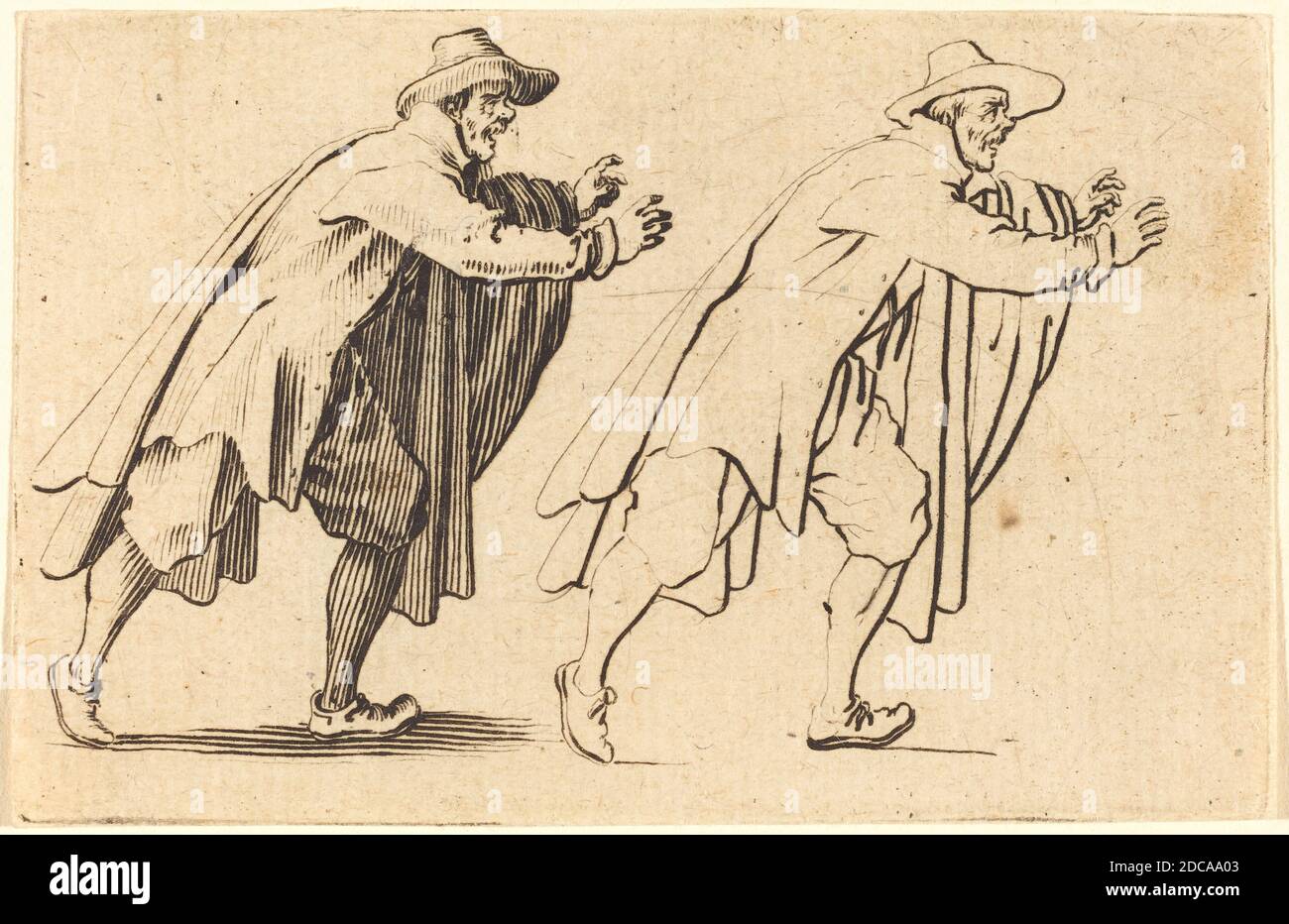 Jacques Callot, (Künstler), Französisch, 1592 - 1635, man Moving abrupt, Capricci (Nancy-Serie), (Serie), c. 1622, Ätzen Stockfoto