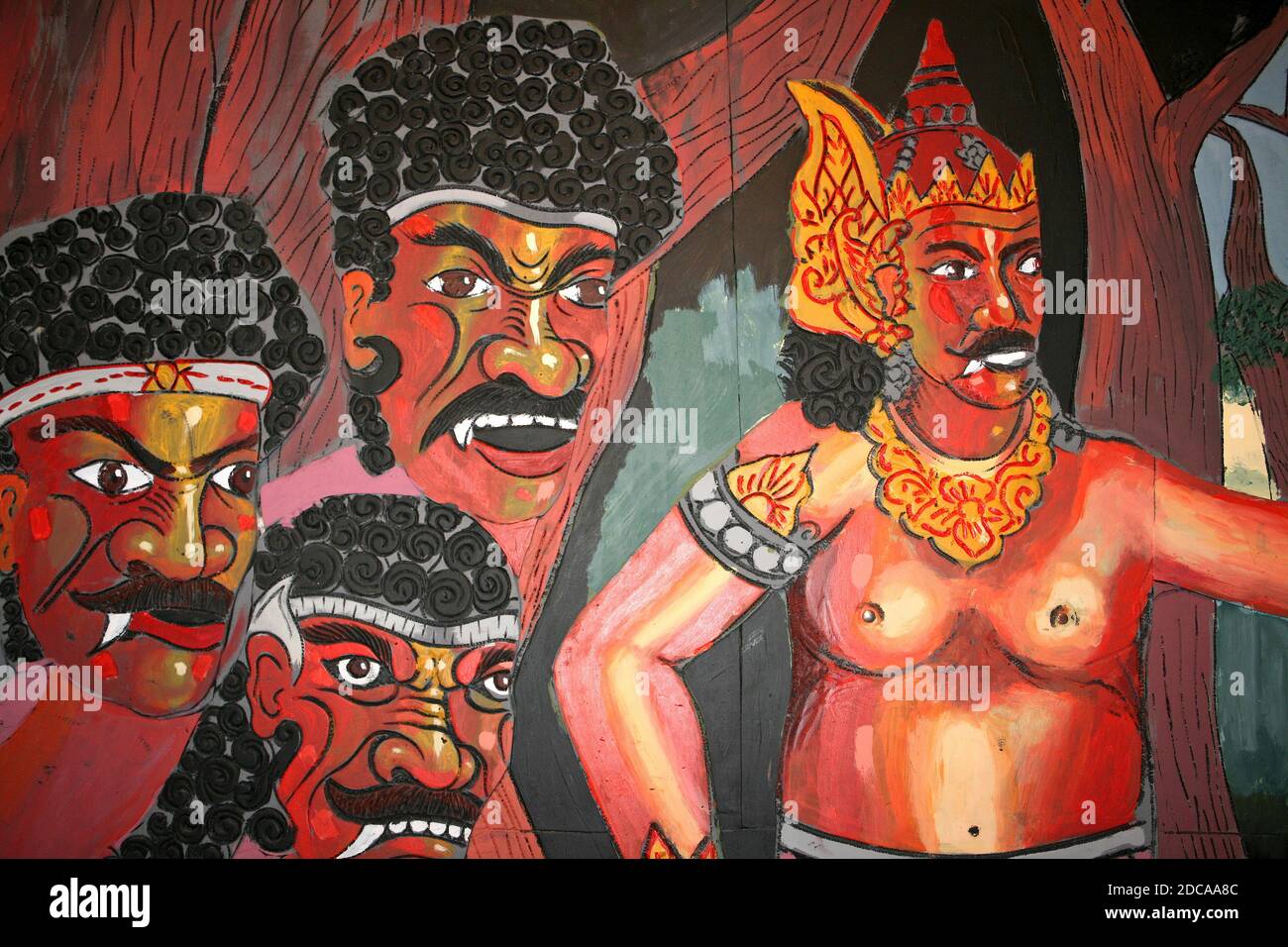 Ramayana - Rawana und seine riesigen Soldaten Rakshasa - einschließlich Kumbhakarna, sein Bruder Stockfoto
