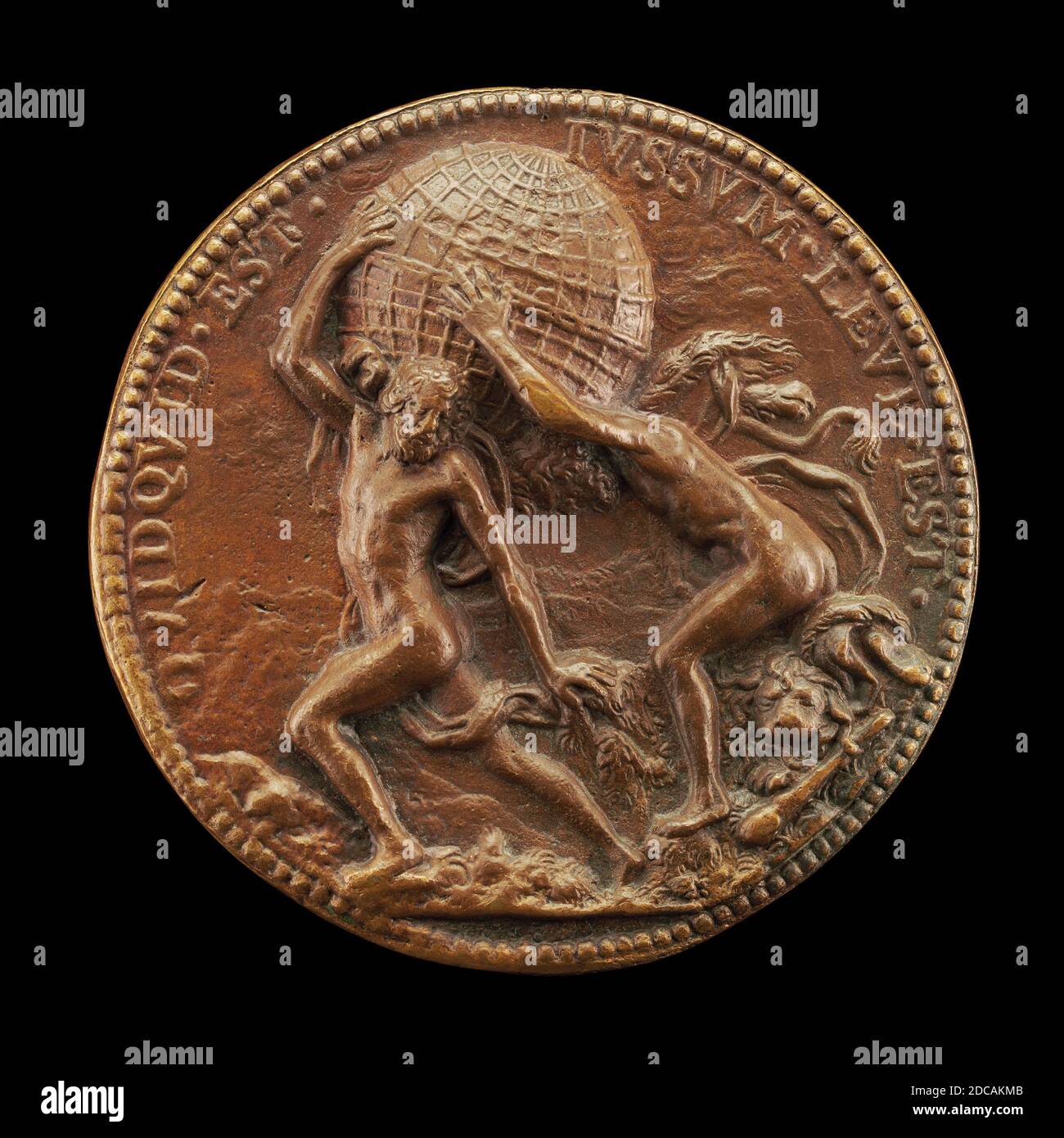 Jean Warin, (Medaillengewinner), Flämisch, 1607 - 1672, Hercules Helping Atlas to Bear the Globe, 1629, Bronze, insgesamt (Durchmesser): 6.57 cm (2 9/16 in.), Bruttogewicht: 117.07 gr (0.258 lb.), Achse: 12:00 Stockfoto