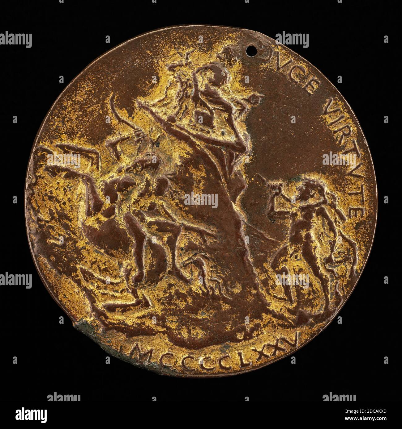 Bertoldo di Giovanni, (Künstler), Florentine, c. 1430/1440 - 1491, Herkules auf der Suche nach Nessus und Deianara, 1475, vergoldete Bronze/Nachguss, Gesamtdurchmesser: 8.25 cm 1/4, Bruttogewicht: 197.99 g (0.436 lb.), Achse: 12:00 Stockfoto