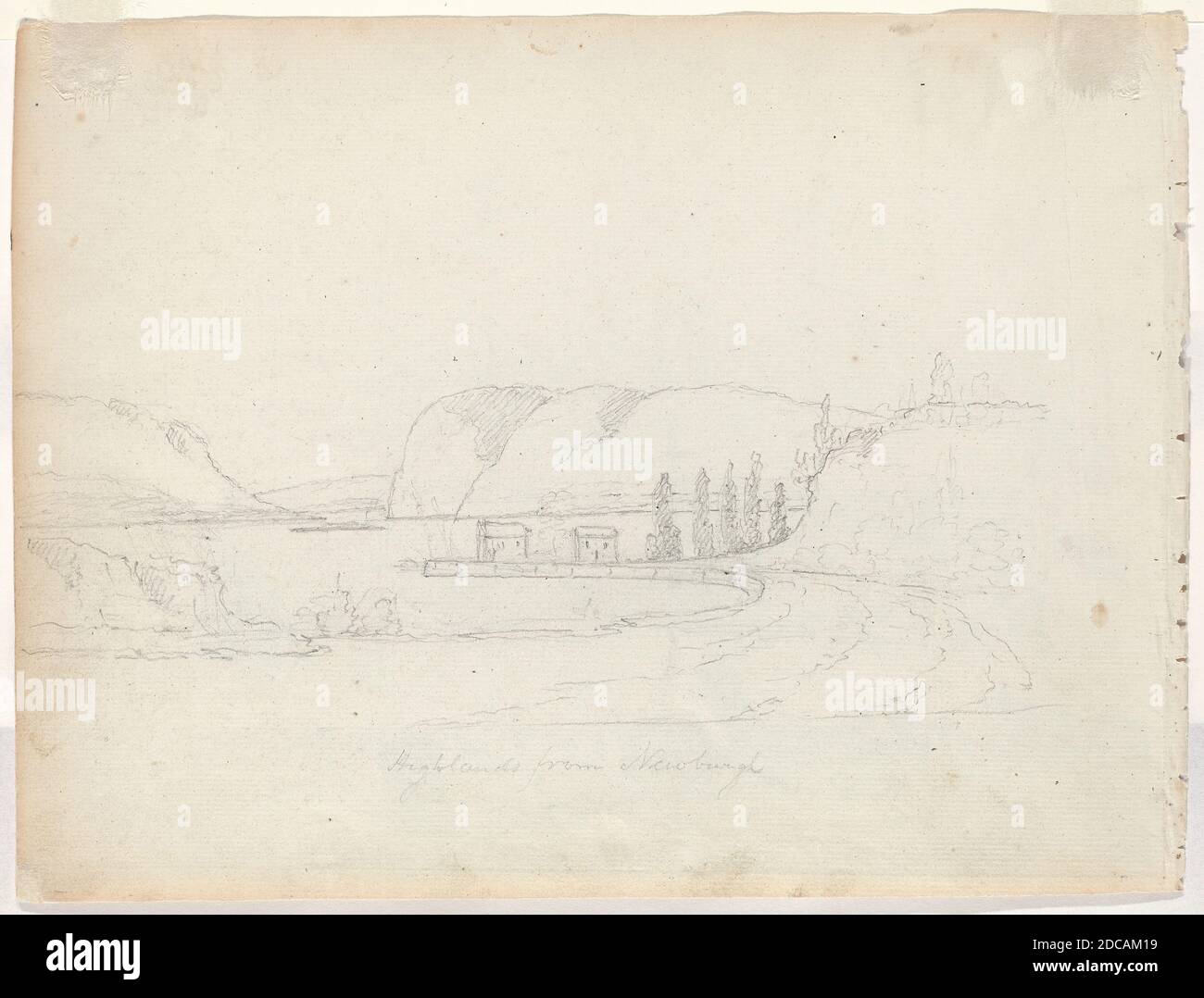 Alexander Robertson, (Künstler), Amerikaner, 1772 - 1841, Highlands from Newburgh, in or after 1794, Graphit auf Büttenpapier, aus einem Buch gerissen, insgesamt: 22.1 x 29.2 cm (8 11/16 x 11 1/2 Zoll Stockfoto