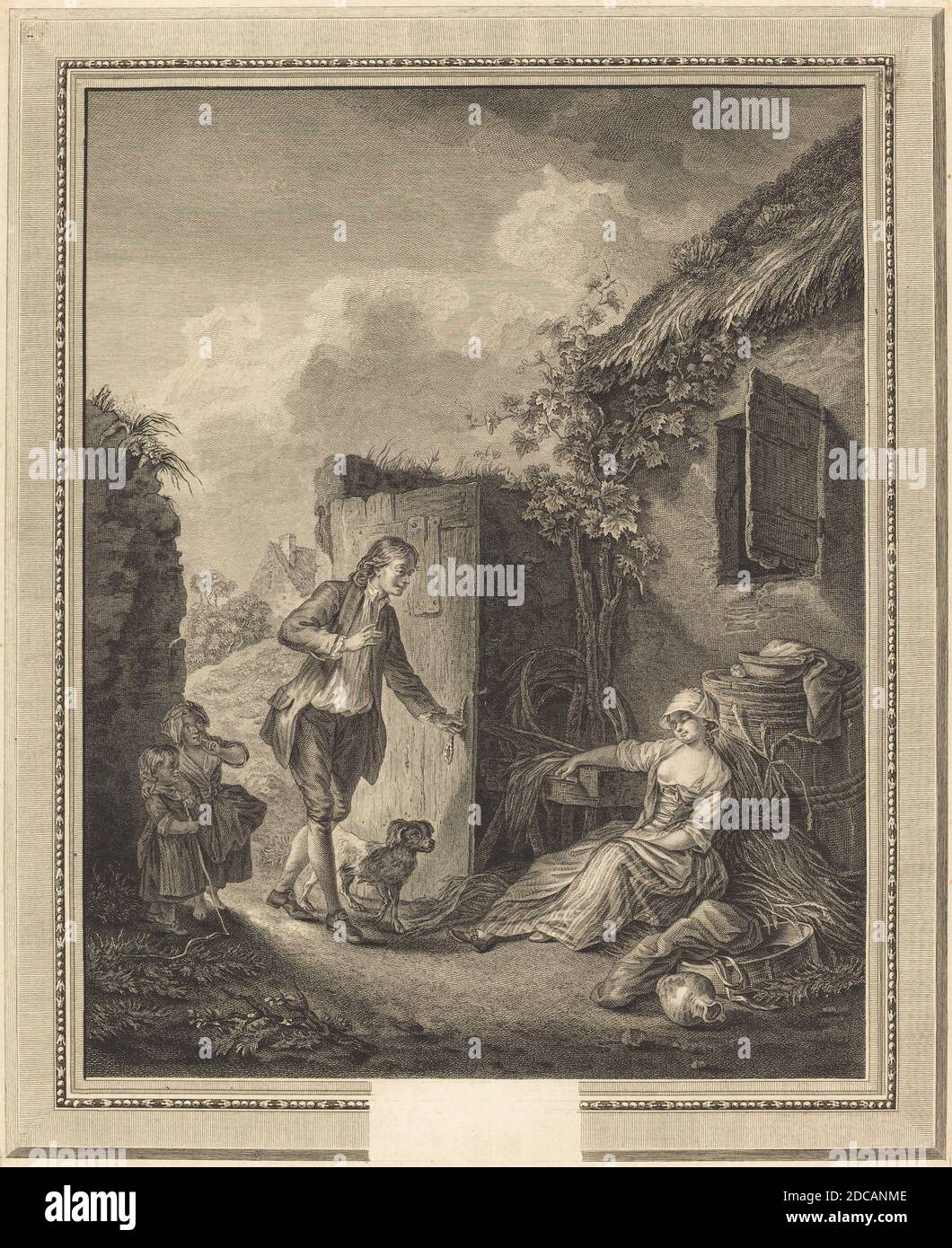 Philippe Triere, (Künstler), Französisch, 1756 - c. 1815, Sigmund Freudenberger, (Künstler nach), Schweizer, 1745 - 1801, Lison dormait, Radierung und Gravur Stockfoto