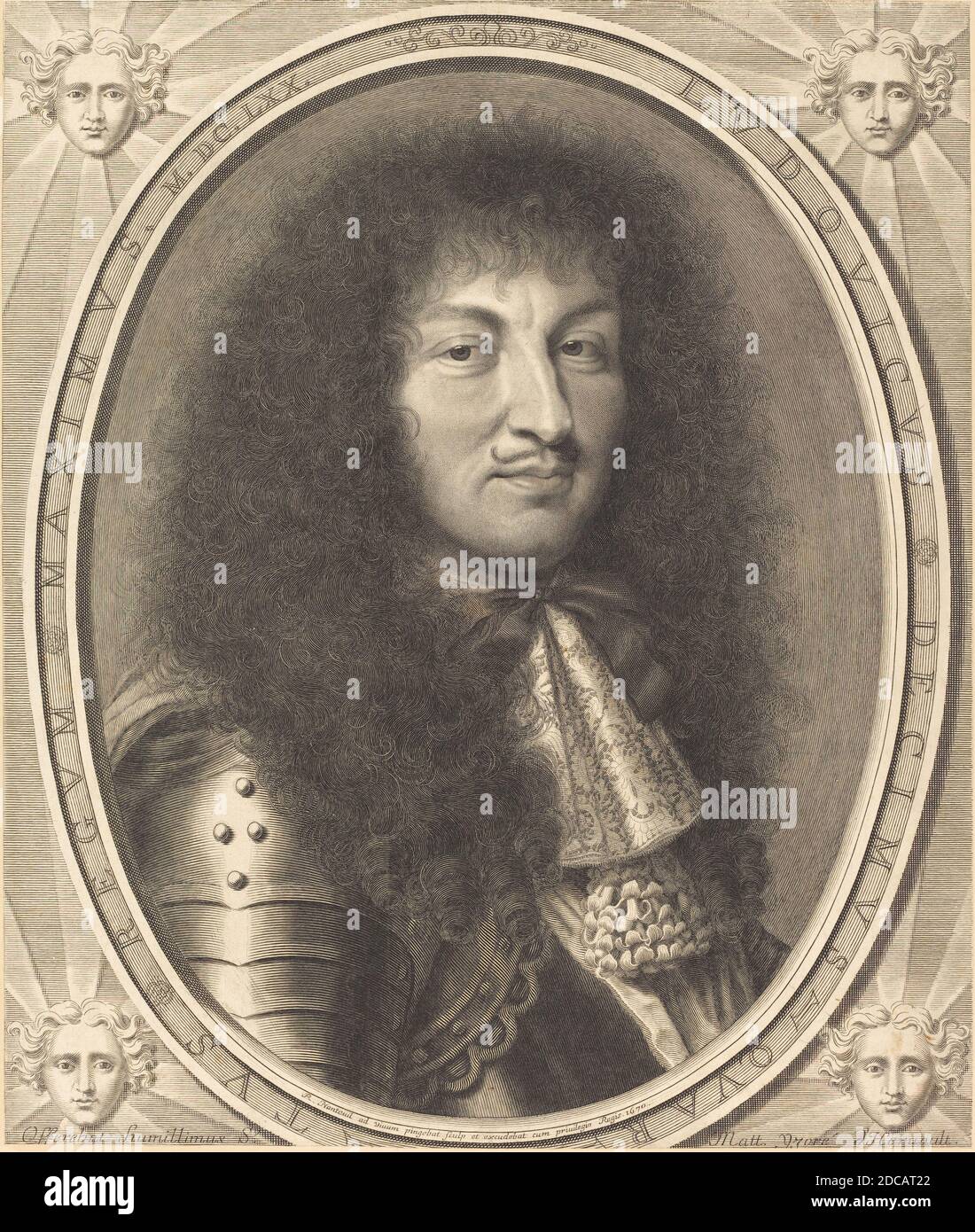 Robert Nanteuil, (Künstler), Französisch, 1623 - 1678, Louis XIV, 1670, Gravur, Blatt (auf Plattenmarke zugeschnitten): 44.9 x 37.9 cm (17 11/16 x 14 15/16 Zoll Stockfoto