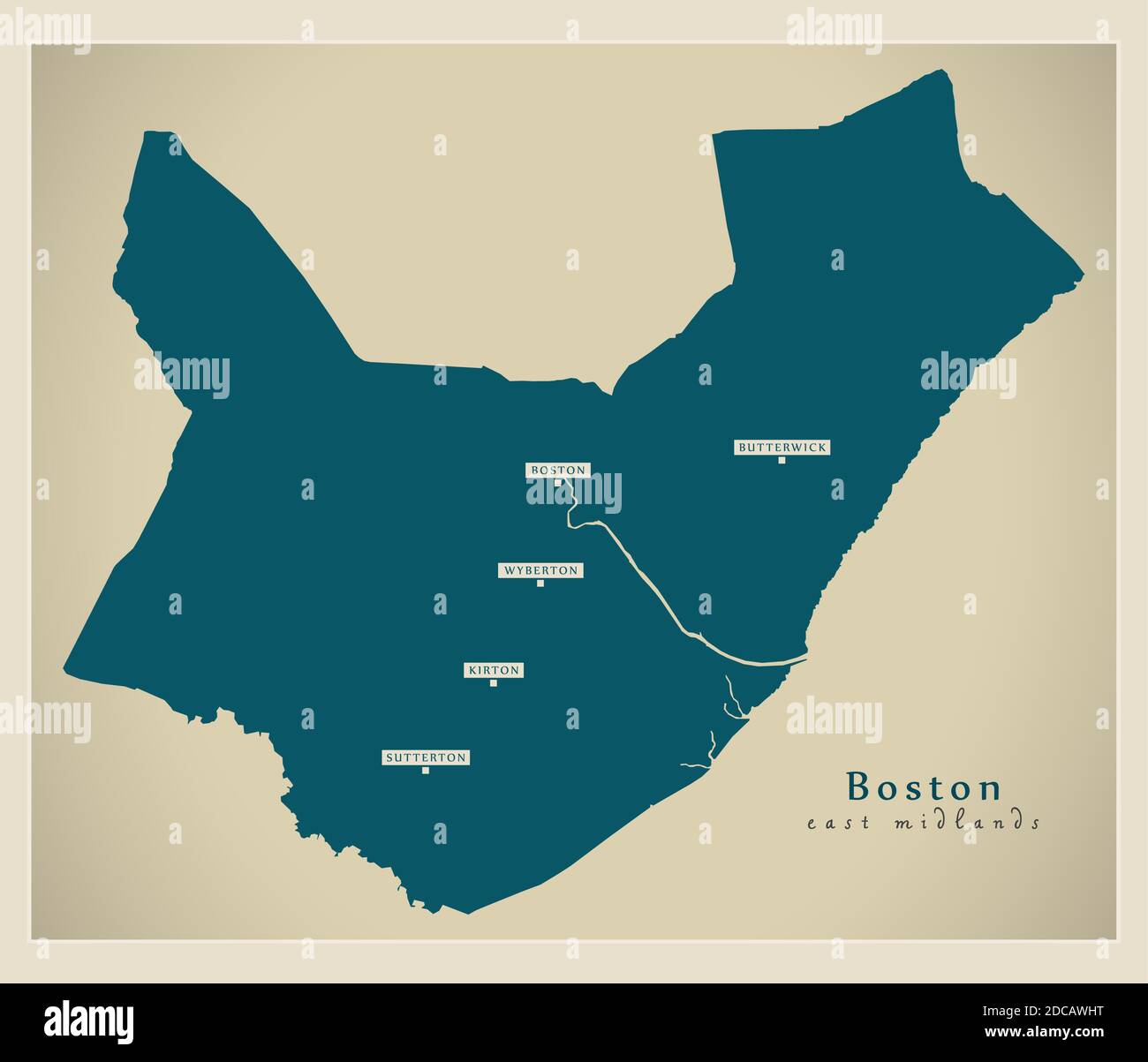 Boston District map - England UK Illustration Stock Vektor