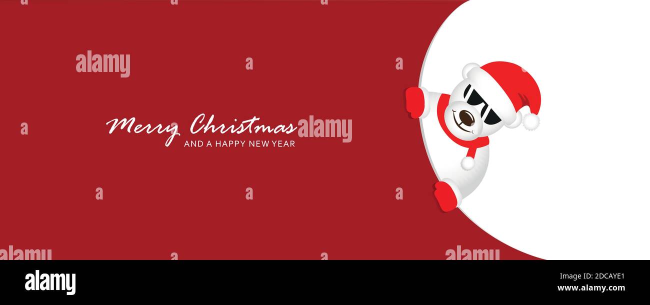 Niedliche Eisbär mit Sonnenbrille schaut um die Ecke lustige weihnachten Design-Vektor-Illustration EPS10 Stock Vektor
