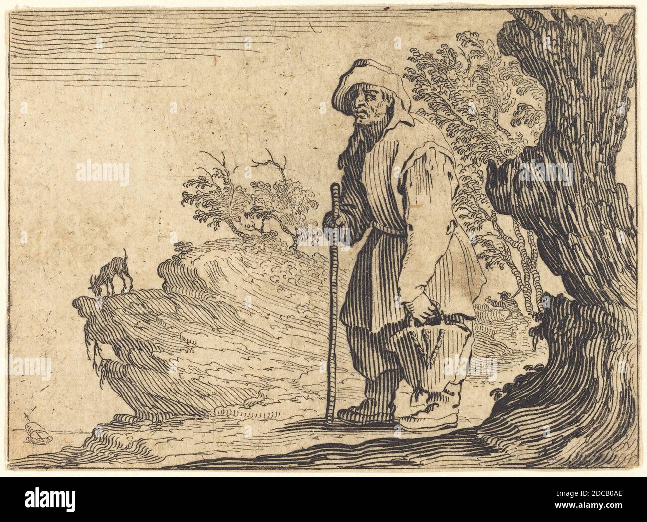Jacques Callot, (Künstler), Französisch, 1592 - 1635, Bauer mit Sack, Capricci (Nancy-Serie), (Serie), c. 1622, Ätzen Stockfoto
