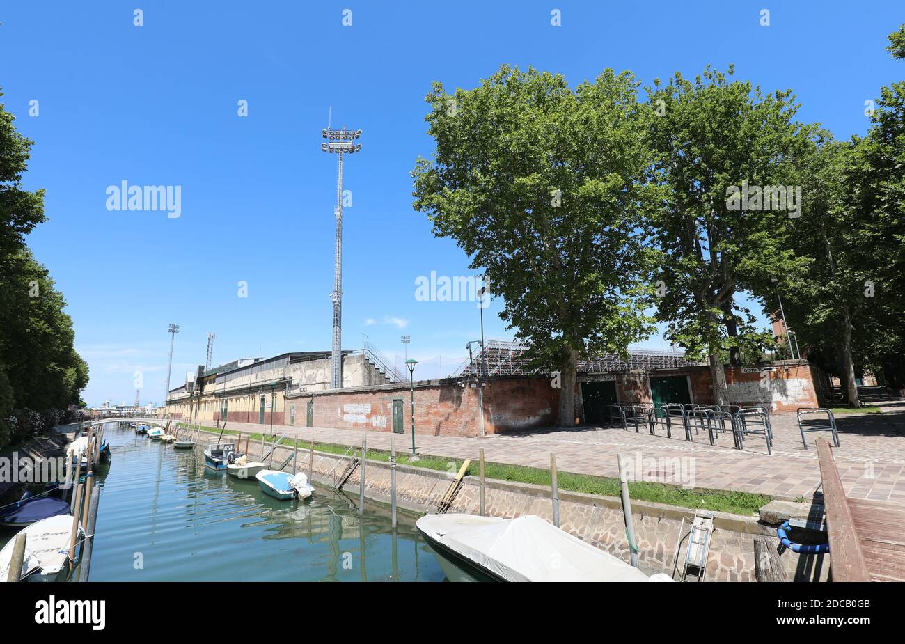 Venedig, VE, Italien - 13. Juli 2020: Stadion auf der Insel St. Elena in Venedig Stockfoto