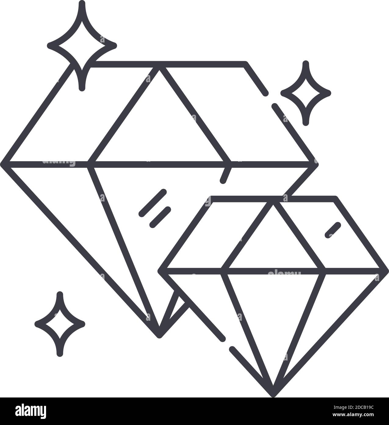 Diamond Bild Symbol, lineare isolierte Illustration, dünne Linie Vektor, Web-Design-Zeichen, Kontur Konzept Symbol mit editierbaren Kontur auf weißem Hintergrund. Stock Vektor