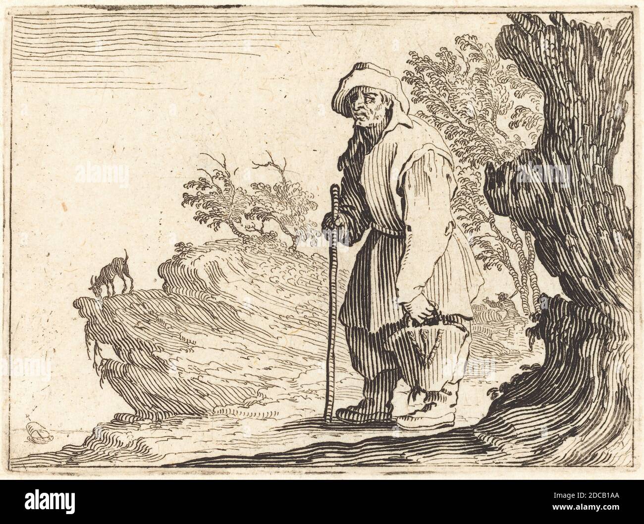 Jacques Callot, (Künstler), Französisch, 1592 - 1635, Bauer mit Sack, Capricci (Nancy-Serie), (Serie), c. 1622, Ätzen Stockfoto