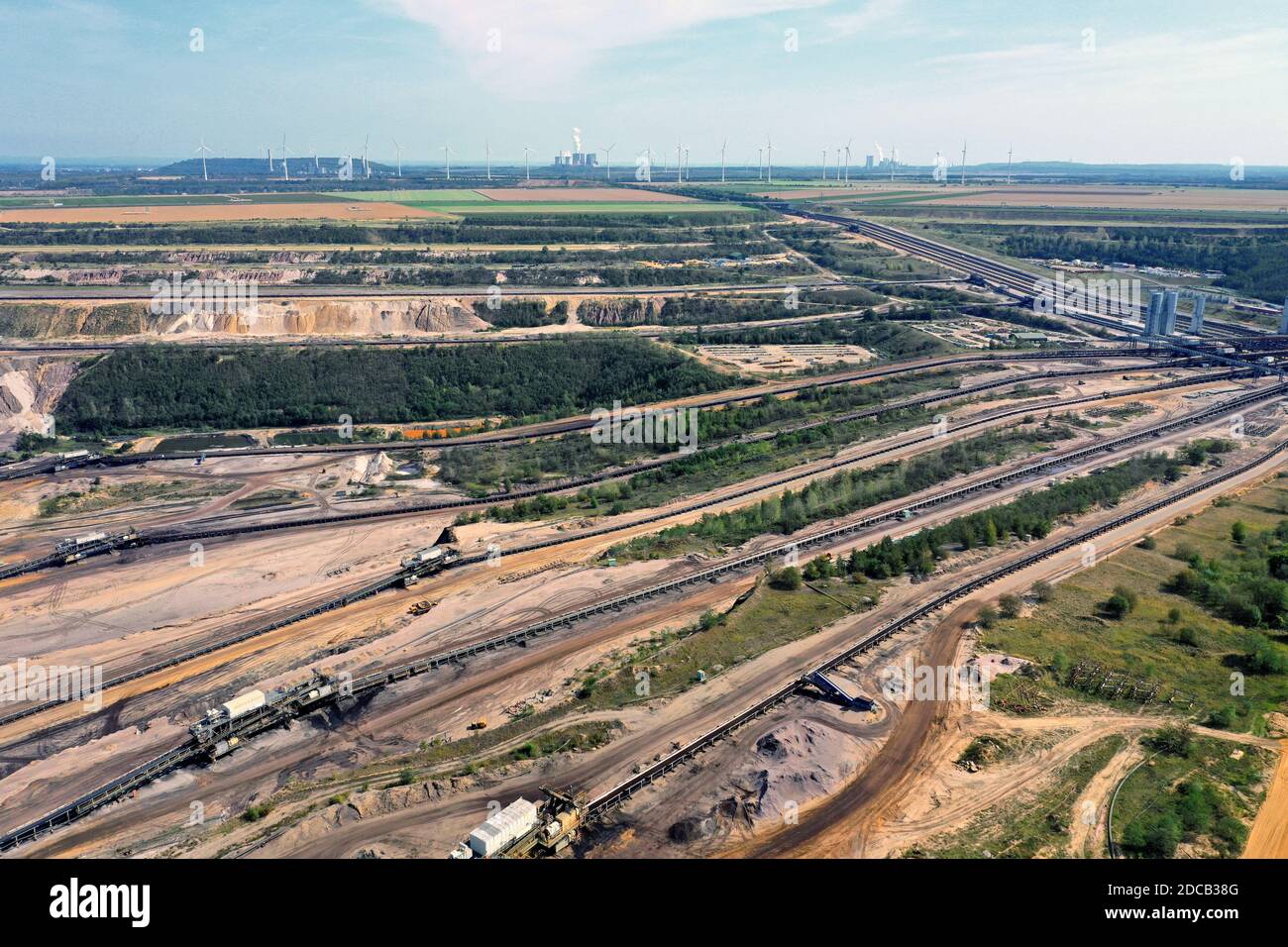 Blick vom Aussichtspunkt Jackerath auf das Garzweiler-Tagebau, Deutschland, Nordrhein-Westfalen, Neuss, Jüchen Stockfoto