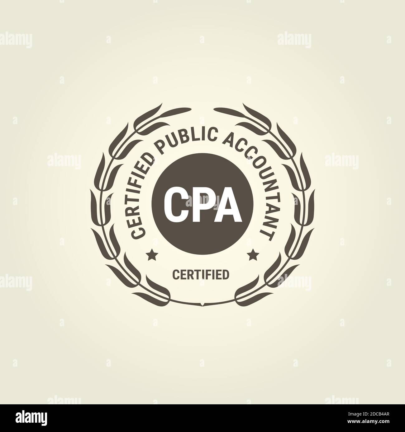 Zertifizierter öffentlicher Buchhalter Emblem, CPA Buchhalter Stempel, Buchhaltung Abzeichen Vektor Illustration Stock Vektor