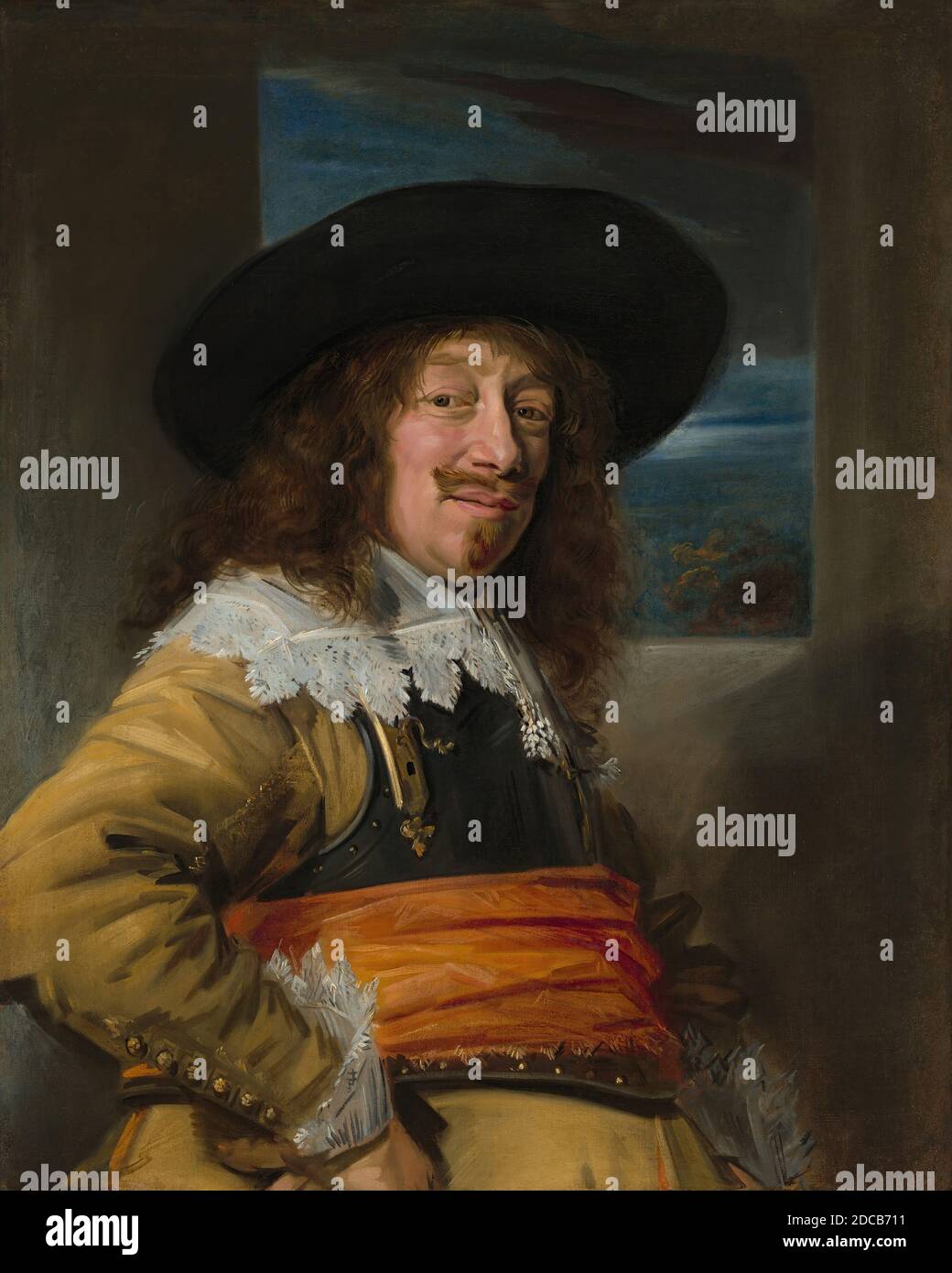 Frans Hals, (Künstler), Niederländisch, c. 1582/1583 - 1666, Porträt eines Mitglieds der Bürgergarde Haarlem, c. 1636/1638, Öl auf Leinwand, gesamt: 86 x 69 cm (33 7/8 x 27 3/16 Zoll), gerahmt: 110.2 x 95.3 x 7.6 cm (43 3/8 x 37 1/2 x 3 in.), ab 1568 brachen sieben Provinzen der Niederlande in Revolte gegen die spanische Herrschaft ab und initiieren einen Unabhängigkeitskrieg, der bis 1648 andauerte. In den ersten Jahren des Konflikts haben vor allem die Milizen (Bürgermeistereien) von Haarlem einen heroischen Kampf geführt Stockfoto