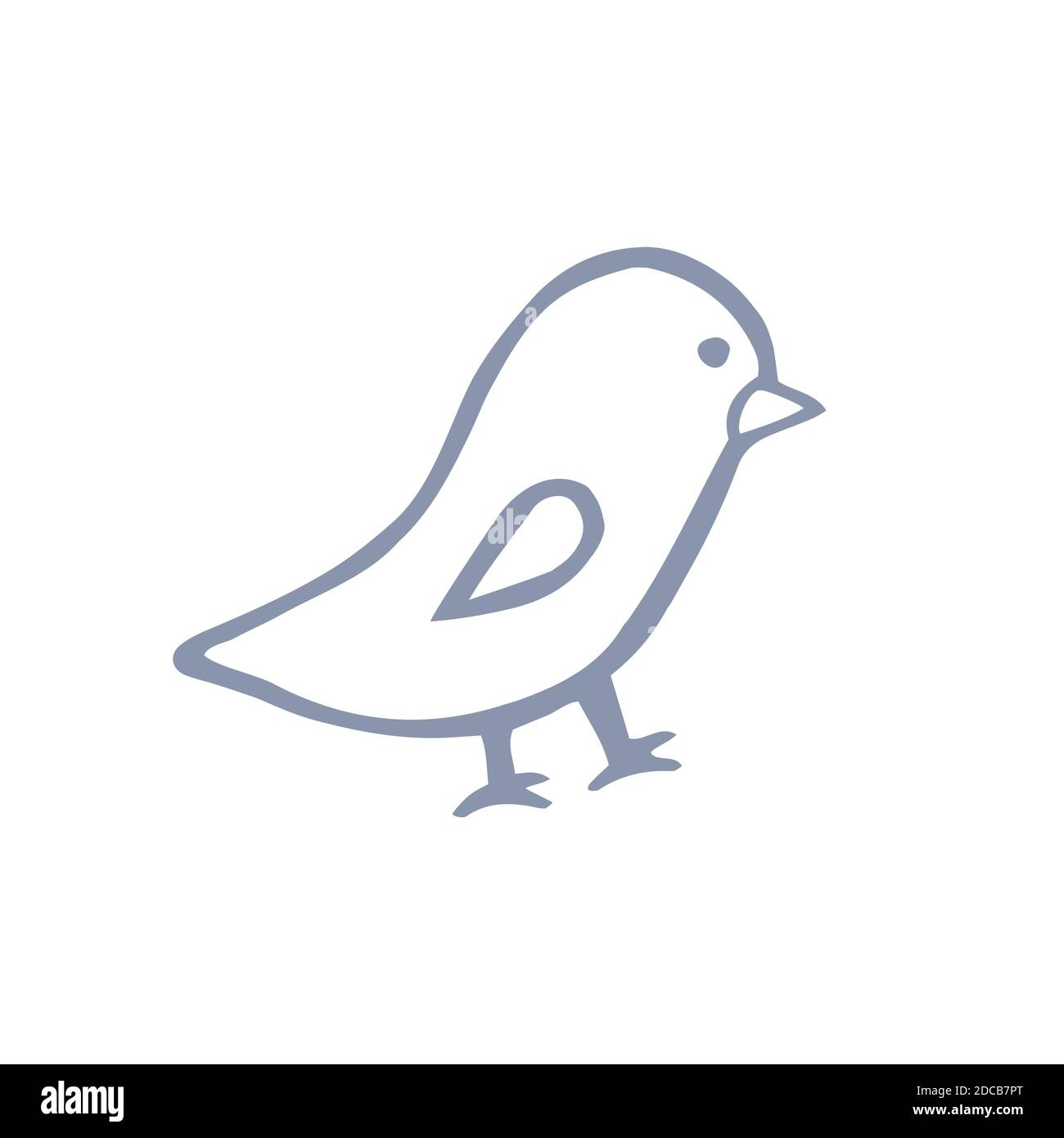 Handgezeichneter einfacher Umriss Vogel in Vektor gemacht Stock