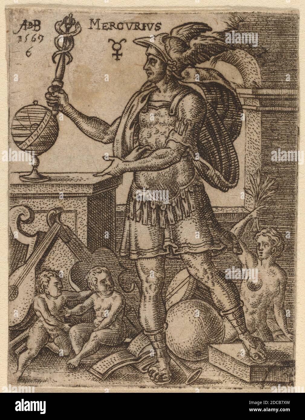 Abraham de Bruyn, (Künstler), Flämisch, 1540 - 1587, Merkur, die sieben Planeten, (Serie), 1569, Gravur Stockfoto