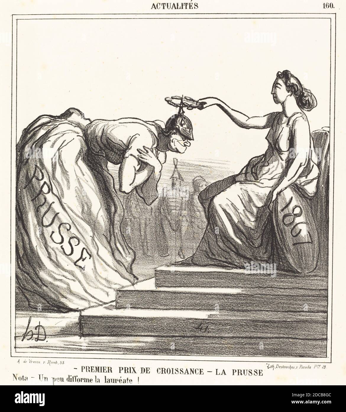 Honoré Daumier, (Künstler), Französisch, 1808 - 1879, Premier prix de croissance - La Presse, Actualités, (Serie), 1867, Lithographie Stockfoto