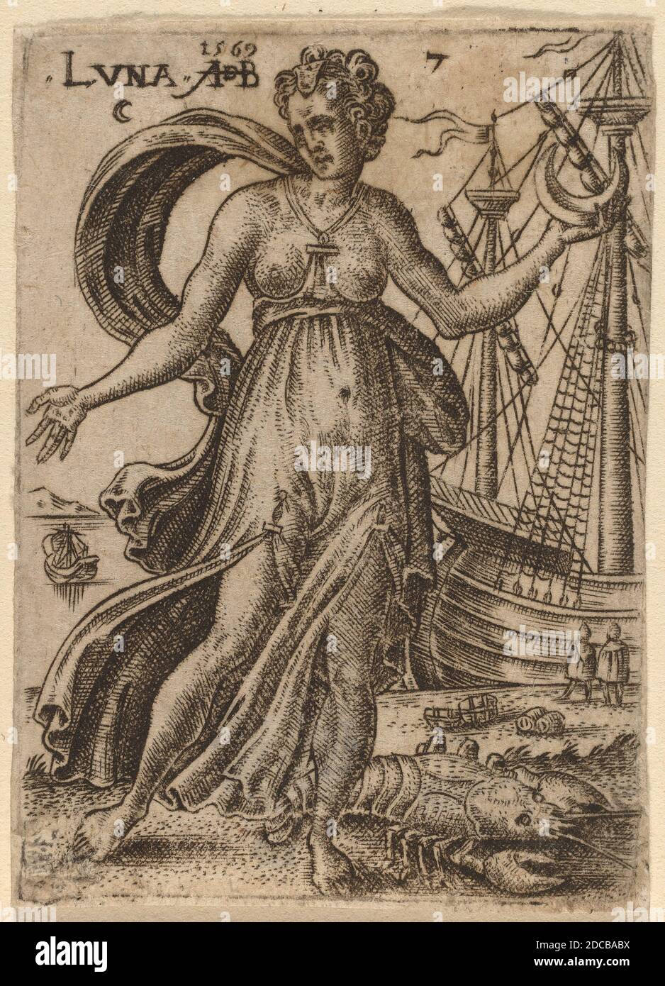 Abraham de Bruyn, (Künstler), Flämisch, 1540 - 1587, Mond, die sieben Planeten, (Serie), 1569, Gravur Stockfoto