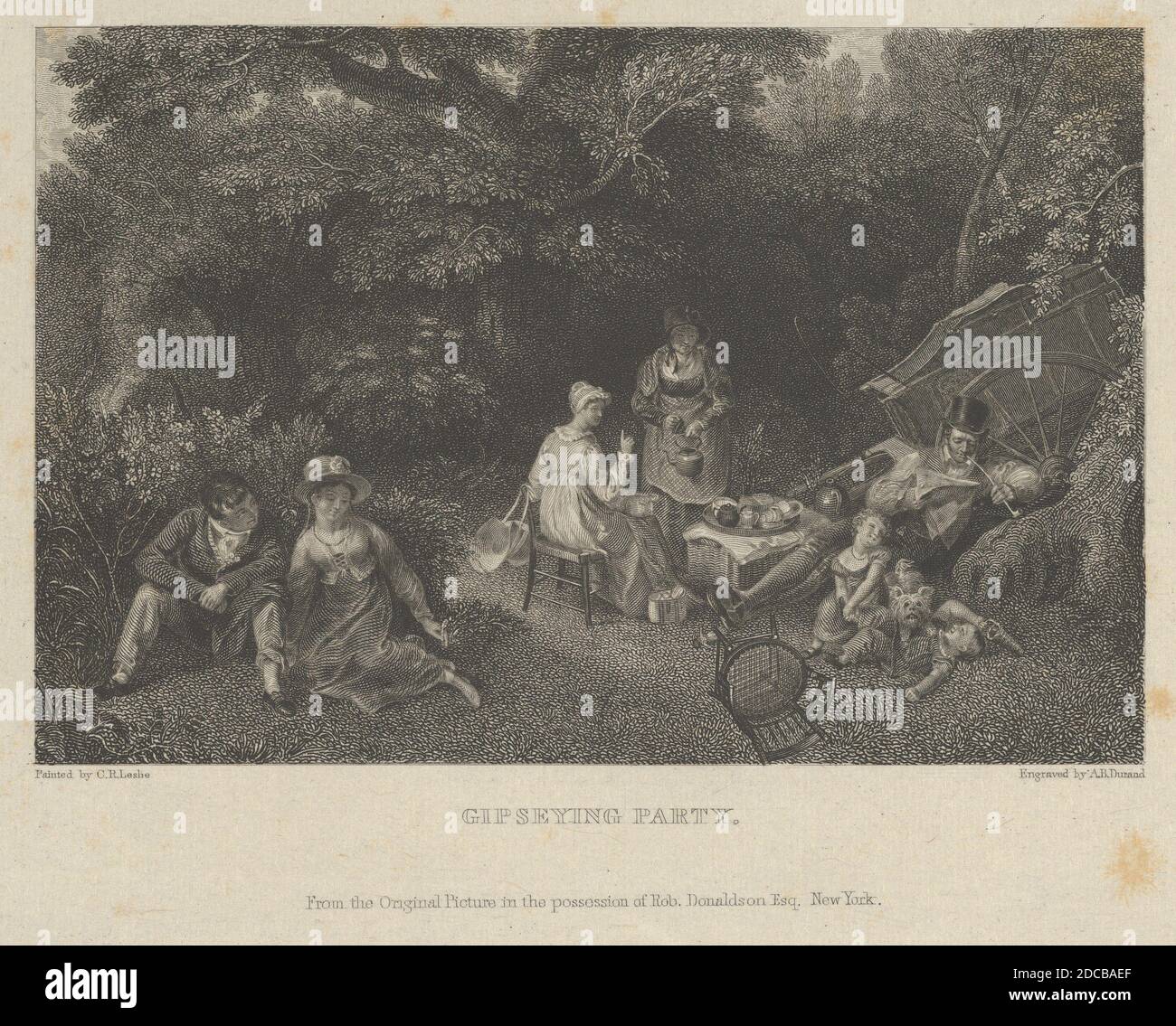 Gipseying Party, ca. 1830. Stockfoto