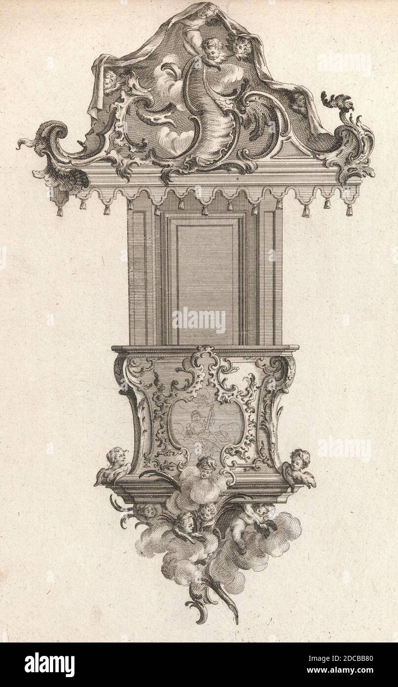 Entwurf für eine Pulpit, Platte 2 aus einer Serie von Pulpit-Designs ohne Titel, gedruckt ca. 1750-56. Stockfoto